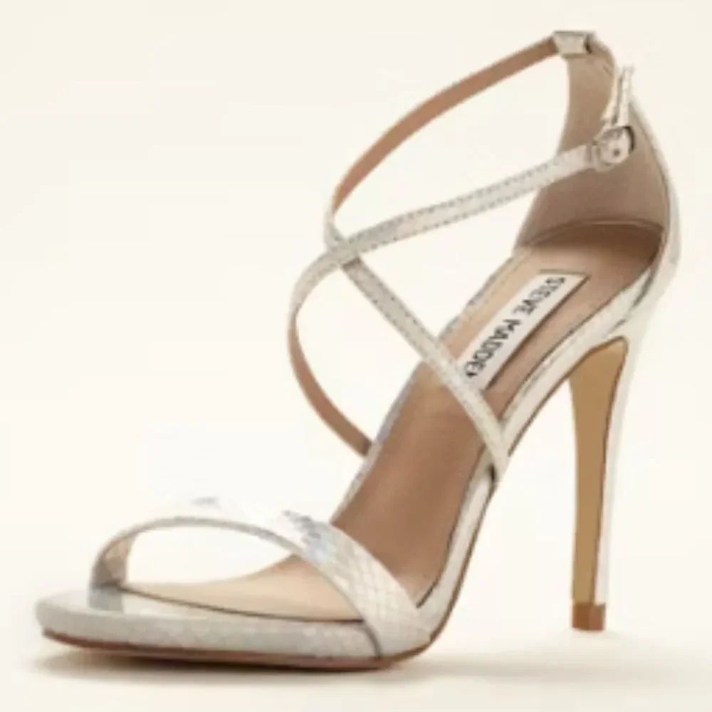 Steve Madden Women's Gold Glitter Feliz Strappy Open Toe Heeled SandalsSize 9.5M